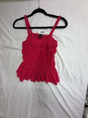 GiGio USA Pink Terry Cloth Smocked Ruffled Festival Tank Top Size S TA2098